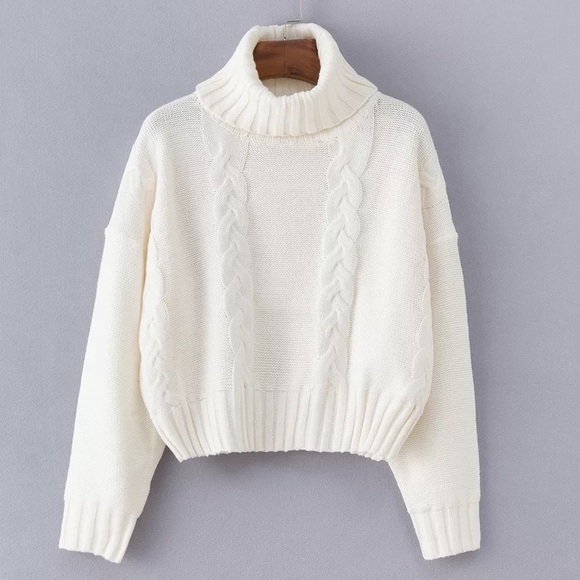 🔥🔥Enjoy My Life White High Neck Sweater - Picture 2 of 5